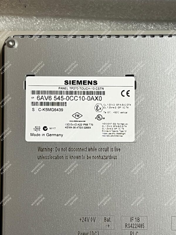SIEMENS 6AV6 545-0CC10-0AX0 PANEL TP270 TOUCH-10 CSTN - Görsel 6