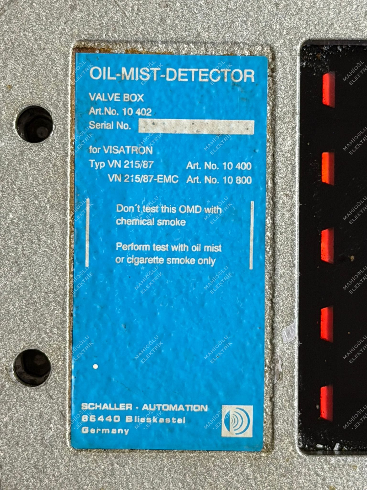 SCHALLER AUTOMATION VISATRON VN 215/87 Oil Mist Detector - Görsel 6