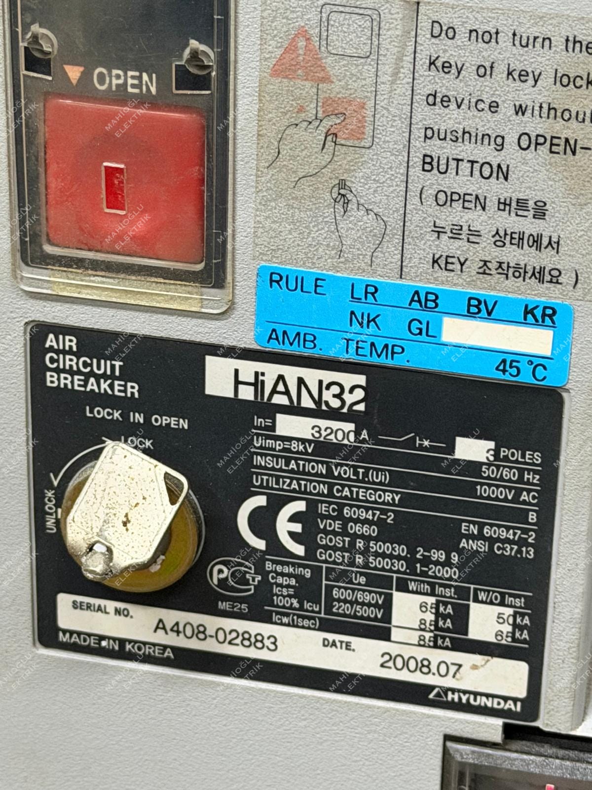 HYUNDAI HiAN32 3200 Amper 3 Pole Air Circuit Breaker - Görsel 3